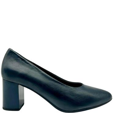 PITILLOS WOMENS BLOCK HEEL COURT SHOE - NAVY